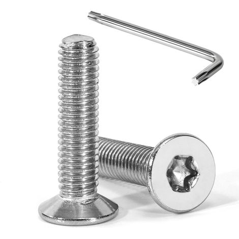 Vis à Tête Fraisée Torx M8 x 35 mm Vis à Six Pans Creux en Acier Inoxydable A2 V2A à Tête Fraisée Métaux avec Clé T40 Filetage Complet 20 Pièces (1/5)