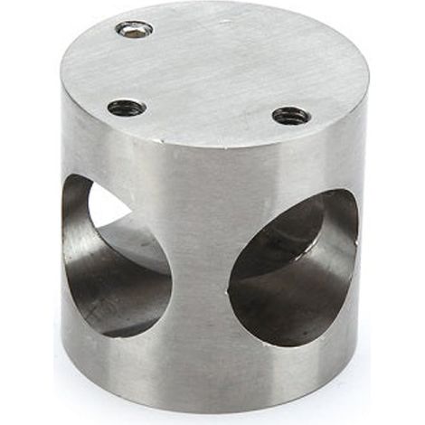 Conector Unión 3 Tubos Cabina Fenólica 90º Inox (1/2)
