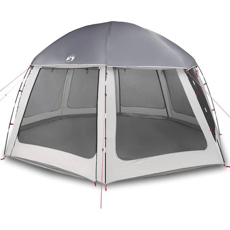 Tente piscine toit amovible parois maille gris 510x510 cm