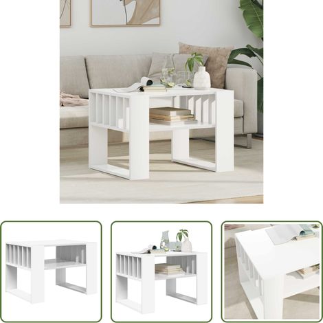 Wohnzimmer Tisch - Couchtisch Weiß 66 x 49,5 x 45 cm Holzwerkstoff (1/5)