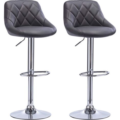 WOLTU Barhocker Tresenhocker, Gute gepolstert, Kunstleder, Höhenverstellbar, Drehbar, 11 Farben, 2 x Hocker, Grau