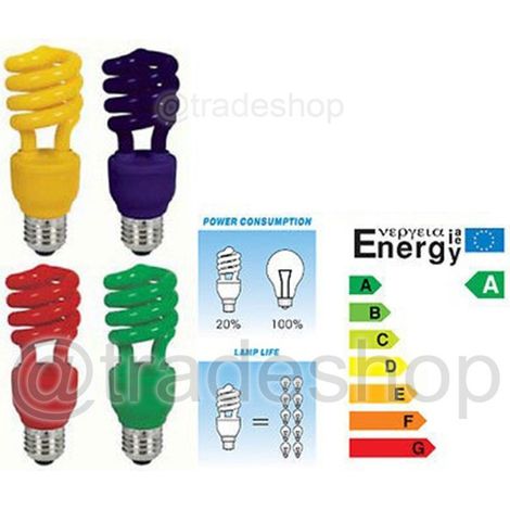 Energy Resparking Lampadina Colorata 13w Blu Rossa Giallde E14 E27