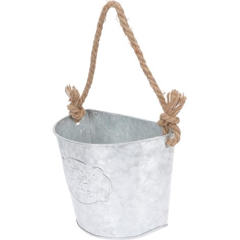 Jardinière murale suspendue Artibetter style vintage, en fer et corde de chanvre, couleur argentée, (1/5)