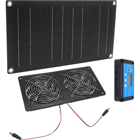 Ventilateur d'extraction double de 15 cm (6 pouces) alimenté par panneau solaire de 20 W avec minuterie (1/5)