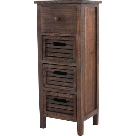 Kommode H18, Schubladenschrank Schrank, 4 Schubladen, 74x30x25cm Shabby-Look Vintage braun