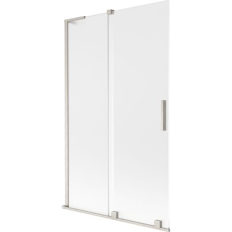 Mexen Velar L Badewannen-Faltwand, 2-flügelig, 110 x 150 cm, Frost, gebürsteter Nickel - 896-110-003-31-97 (1/2)