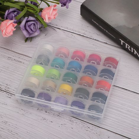 Kit de fil à coudre de haute qualité avec canette, ensemble de 25 compartiments de fils à coudre colorés. (1/5)