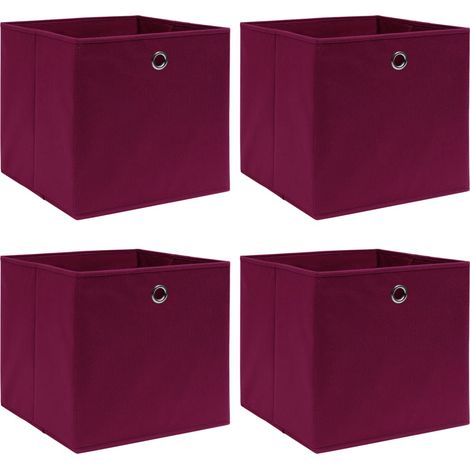 Cajas de almacenaje 4 uds tela rojo oscuro 32x32x32 cm vidaXL