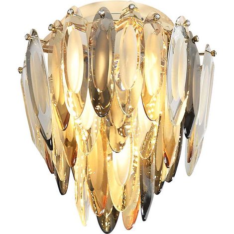 Deckenleuchte Kronleuchter goldfarben K9 Kristalle champagnerfarben H 36 cm