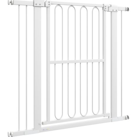 Cancelletto di sicurezza per cani e scale 76-104 cm in acciaio bianco senza foratura MODENUIT (1/4)
