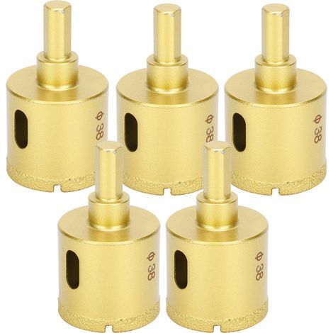 5 Pièces Foret Diamant à Braser Scie Cloche pour Perçage Marbre Béton Céramique 38mm (1/5)