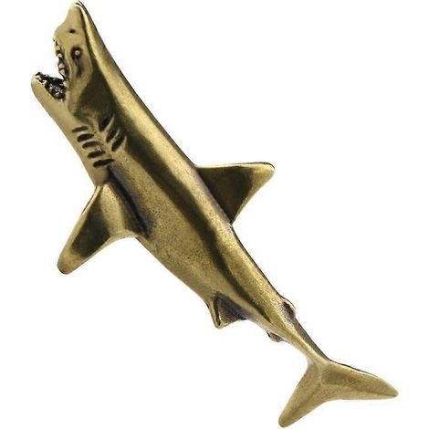 Figurine requin cuivre décorative, statue requin design pour décor maison, modèle requin artisanal pour designers d'intérieur. (1/4)