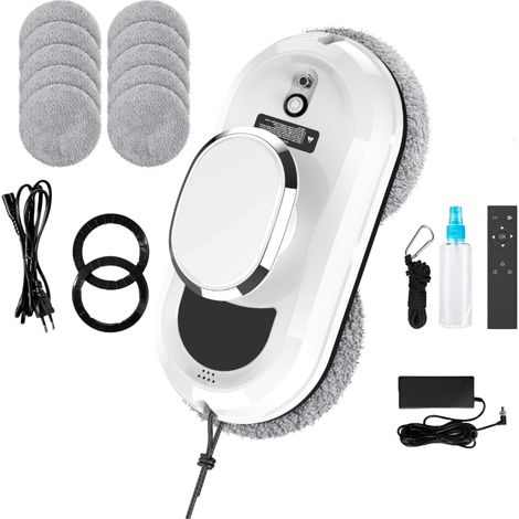 Robot laveur automatique, Robot Laveur Vitre Electrique 5600Pa, avec Télécommande, corde de sécurité, 10 Chiffons, domestique, Blanc (1/5)