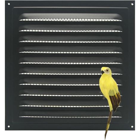 Couvercle de ventilation en métal, grille de ventilation carrée, protection contre les insectes, évents pour salle de bain, bureau, maison, cuisine, noir, 20 x 20 cm (1/5)