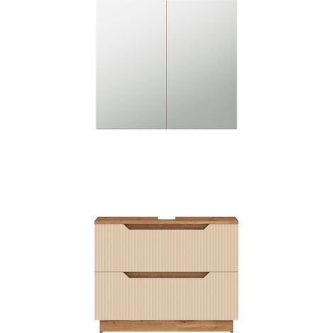 Conjunto de muebles de baño Lotta, Rayas roble/cachemira, 2 partes, Vicco (1/5)