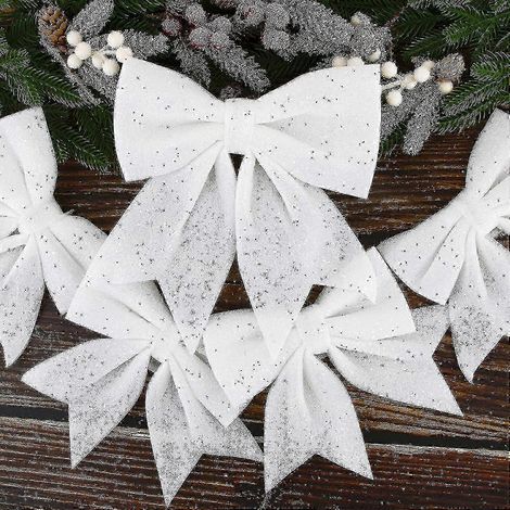 Lot de 5 nœuds en ruban de Noël de 24 cm, grands nœuds décoratifs pour sapin de Noël et emballage cadeau. (1/5)