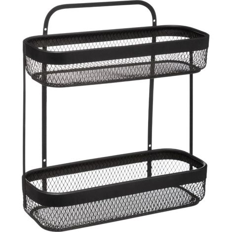 Five Simply Smart – Étagère 2 niveaux 35cm en fer noir – Dimensions L. 31 x l. 12 x H. 35 cm – Design moderne pour intérieur élégant (1/2)