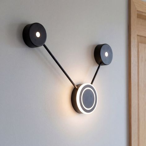 LED Wandlampe Schwarz Dimmbar via Wandschalter H: 44 cm 3000 K Aluminium Modern Wandleuchte