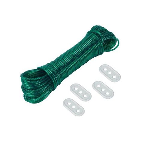 Ribiland – Corde à linge PVC 40m avec 4 tendeurs – Âme métallique pour maintien optimal – Diamètre 3mm – Séchage intérieur et extérieur