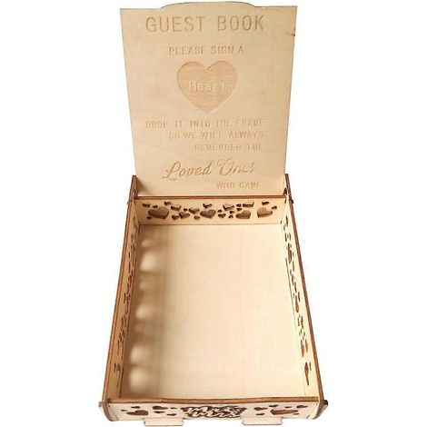 Livre d'or rétro en bois, boîte à signatures de mariage en bois en forme de cœur, boîte de rangement en bois-17X13.5X4.3CM (1/3)