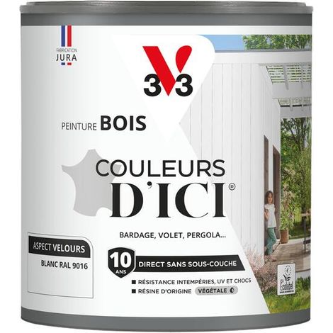 Peinture bois extérieur Couleurs d'Ici® V33 Blanc Velours 0,5L