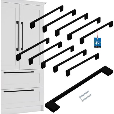 Maniglia per mobili da cucina KOTARBAU® Classica Moderna Oblunga Lunga Nero Opaco Interasse 221 MM 192 MM Set di 10