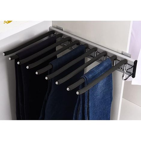 MINKUROW Portapantaloni Scorrevole A 9 Bracci Per Pantaloni, Barra Appendiabiti In Acciaio Inossidabile, Appendini Per Pantaloni, Jeans, Appendiabiti - Armadio Appendiabiti, Barra Portaoggetti (1/5)