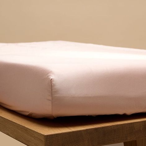 Drap-housse en bambou écologique doux et respirant pour lit, coloris Pêche poudrée - PANGIVO