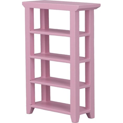 Étagère miniature en bois 4 niveaux, meuble de décoration rose pour maison de poupée échelle 1:12. (1/5)