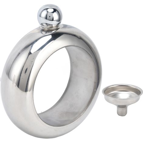 Bracelet Gourde en Acier Inoxydable 100ml, Flacon à Vin pour Transport de Boissons, Lot avec Entonnoir, Cadeau Homme Femme (1/5)