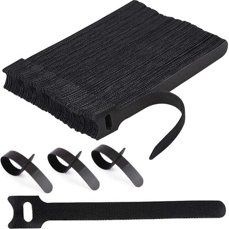 Kabelbinder Klettband Klettverschluss Nylon Schwarz 100 Stück 150mm (1/5)