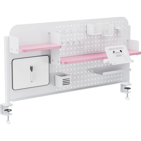 Organizzatore Sauda Pannello Forato da Scrivania con Morsetti 114x68 cm - Bianco/Rosa [en.casa]