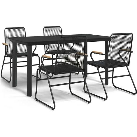 Set da Pranzo da Giardino 5 pz  Salotto da Giardino Nero in Rattan PVC (1/5)