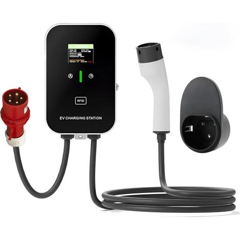 CHIGOODS Tragbares Schnellladegerät Ladestation Mobile Wallbox Ladekabel für Elektrofahrzeuge 3P 32A 22kW EV Typ 2 für Tesla Byd Mg Atto 3