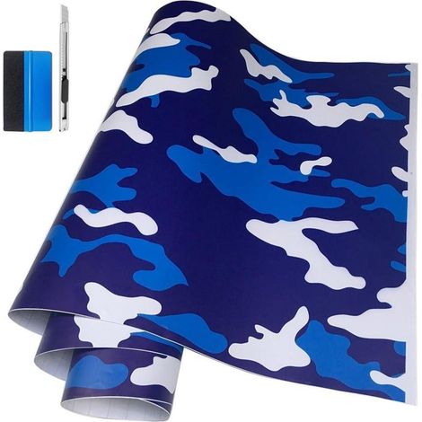 Camouflage Vinylfolie Blau 50x150cm für Auto, Motorrad, Roller, Möbel (1/5)