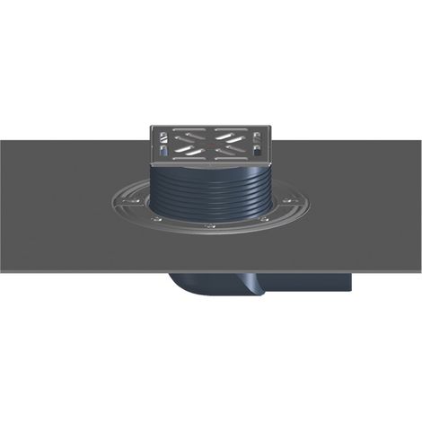 Scarico per balconi e terrazzi DN75 orizzontale con guaina bituminosa e clapet antiodore resistente al gelo, 145x145mm /138x138m
