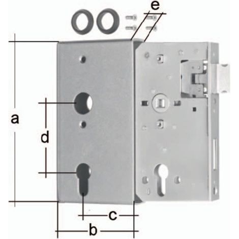 GAH Alberts  Caja de  cerradura DIN  I/D Medida  A172xL94xP60mm Medida  E 40mm  Dornm.60mm -  417055 (1/2)