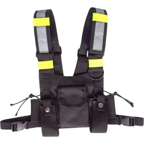 Walkie-talkie leather case, reflective vest, cycling reflective vest, multi-functional chest storage tool pocket (1/3)
