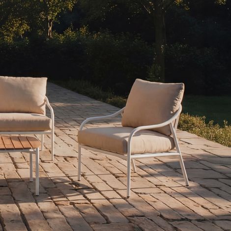 Fauteuil de jardin en tissu écru et métal white Luca (1/5)