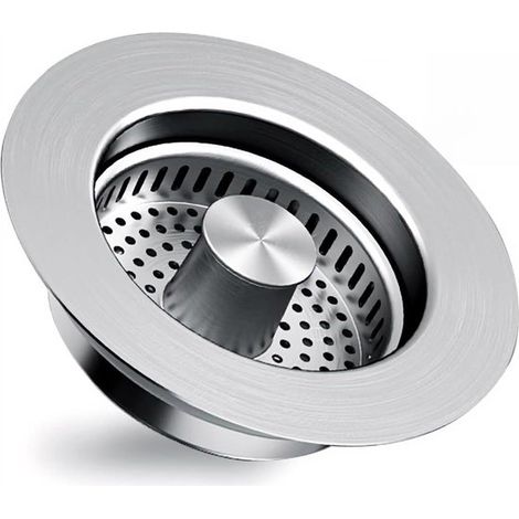 Tappo di scarico a scomparsa per lavabo, filtro di scarico in acciaio inox 304 per fori lavello da 72-87 mm, profondità 40 mm. (1/2)