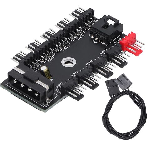 Hub de ventilateur 4 broches 10 voies, contrôleur de vitesse 12V pour PC, répartiteur de ventilateur de boîtier informatique (1/5)