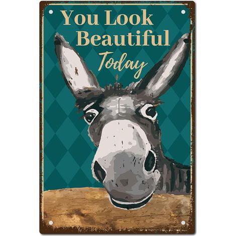 Vintage Tin Signs You Look Beautiful Today Retro Garage Tin Plaques Garage Signs Men Decor Accessoires for Wall Kitchen Coffee Bar Home Bathroom Vintage Sign Gifts 20 x 30 cm (1/5)