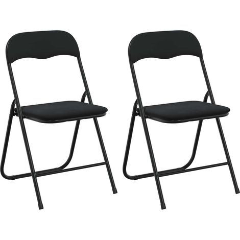 Silla Plegable 2 pcs Negro 48 x 44 x 78 cm Terciopelo vidaXL
