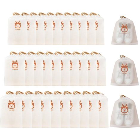 30 Pièces Sac à Chaussures De Voyage, 3 Tailles Housses Chaussures, Sac à Cordon Anti-Poussière Pour Chaussures, Sac De Rangement Imperméable Pour Chaussures, Sacs à Poussière Pour Chaussures (1/5)