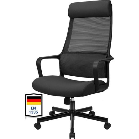 Schreibtischstuhl Bürostuhl Ergonomisch Drehstuhl Schwarz (1/5)