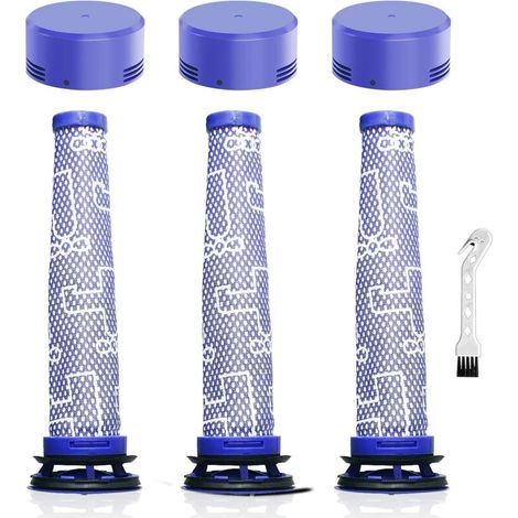 (6 Stück) Ersatzfilter für Dyson V7, V8, V8+ Staubsauger, 3 Vorfilter + 3 HEPA-Rückfilter, Ersatzteile für Dyson Staubsauger 965661-01 und 967478-01