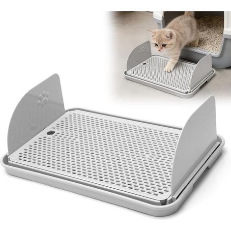 Rampe Litière Chat - 1 Unité - Plastique - Filtration Anti-Éclaboussures - Intérieur Extérieur - 42 x 28,5 cm Gris (1/5)