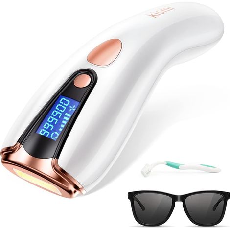 Epilateur Lumiere Pulsee , IPL 999.900 Laser Epilation pour Hommes et Femmes, avec 2 Modes et 5 Niveaux Dnergie Epilateur Electrique pour Visage, Corps, Maillot et Aisselles, Blanc (1/5)