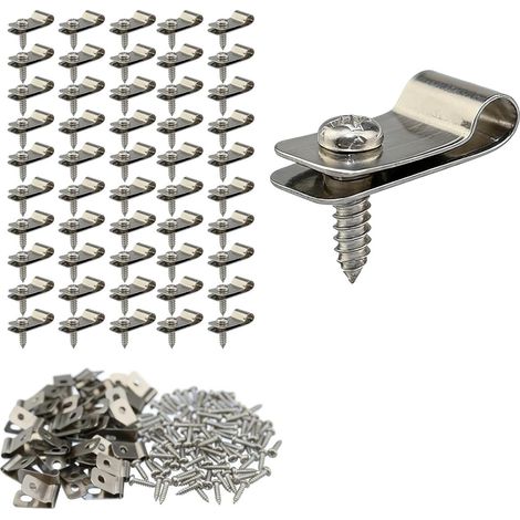 Clips de fixation pour grillage, pinces à grillage et attaches grillage rigide en acier inoxydable avec vis : colliers de serrage pour clôture en bois, vinyle ou métal (1/5)