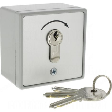 Geba – Accessoire motorisation de portail – Contacteur à clé en applique 1 sens à impulsion – Boîtier aluminium résistant – Classe de protection IP54 (1/2)